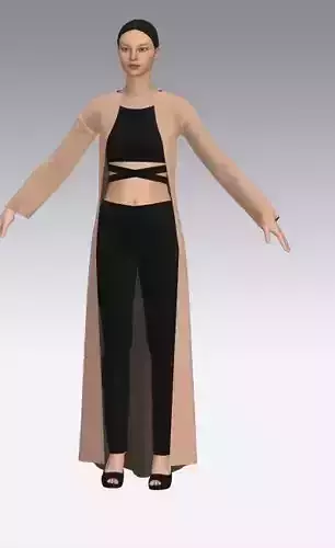 Long cardigan and blouse strap cross