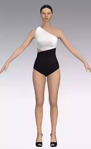 Swimwear swimsuit black and white  crop detail look