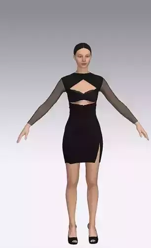 Dress bow detail black slit skir detail dress vual detail