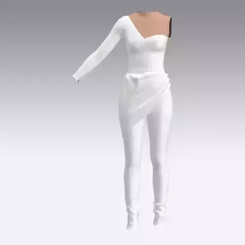 Jumpsuit white color one shoulder 