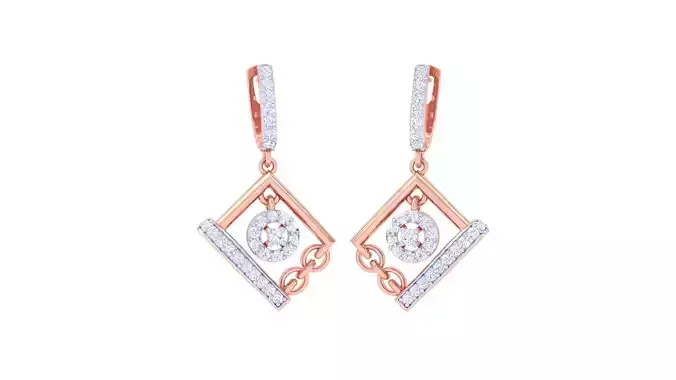 Chain link Women Drop Earrings 3dm stl 3mf obj glb gltf render 3D print model