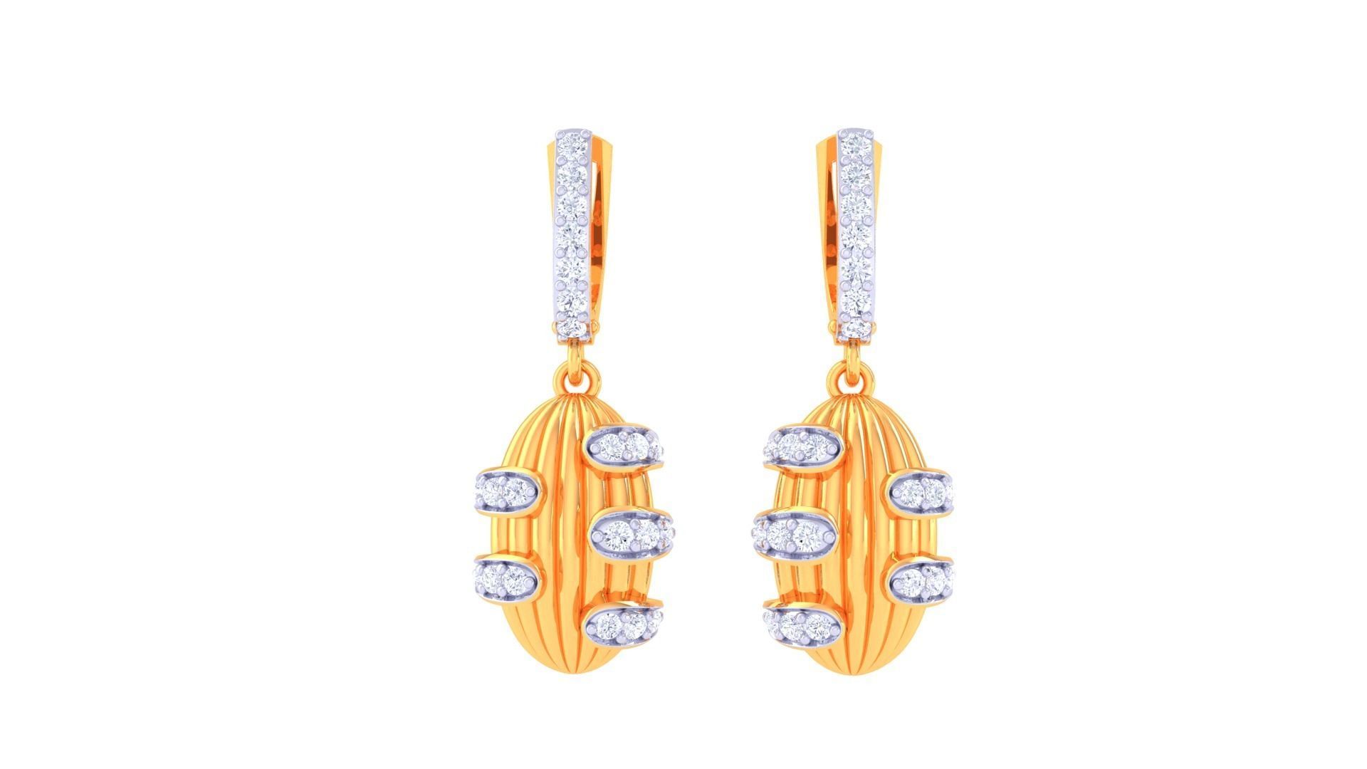 Coconut Shell Women Drop Earrings 3dm stl 3mf obj glb gltf 3D print model_6