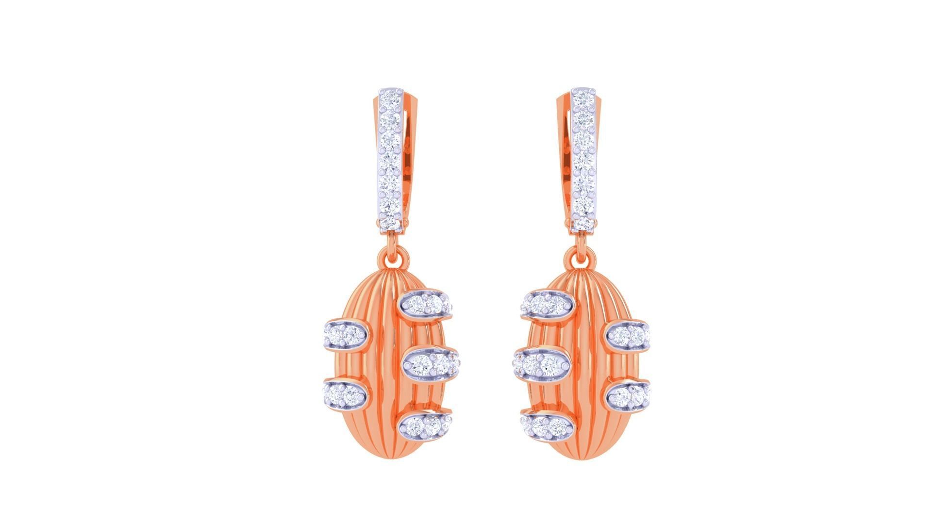 Coconut Shell Women Drop Earrings 3dm stl 3mf obj glb gltf 3D print model_5