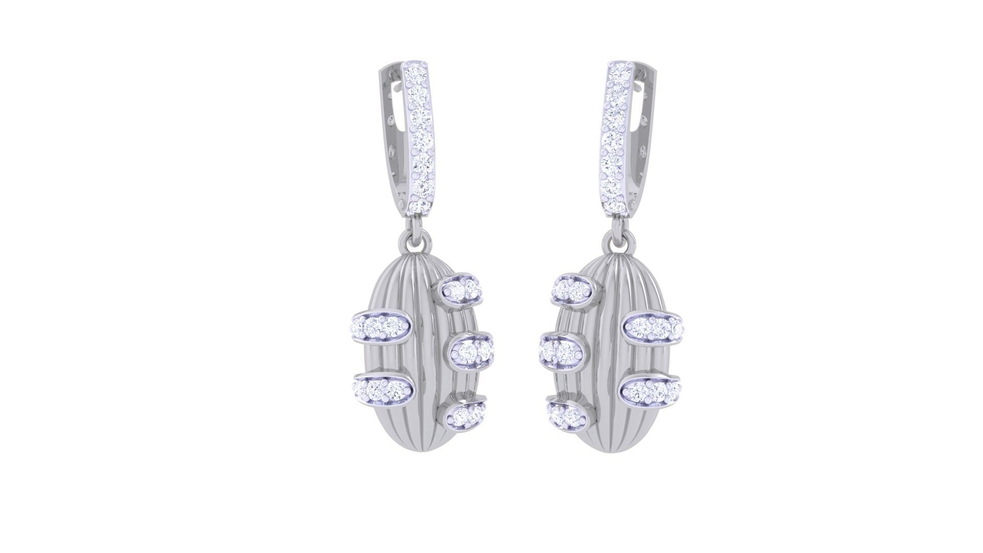 Coconut Shell Women Drop Earrings 3dm stl 3mf obj glb gltf 3D print model_2