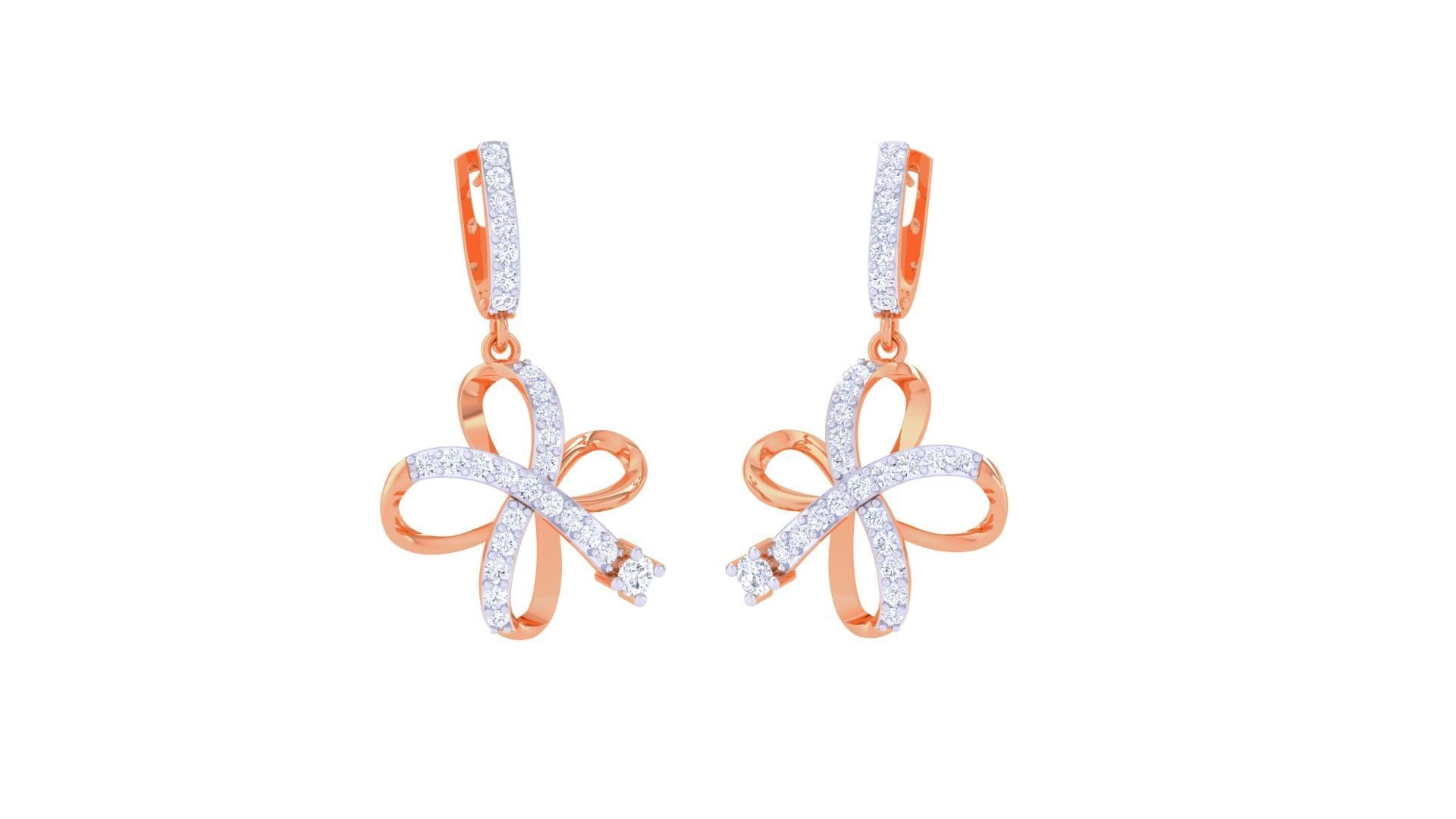 Flower Women Drop Earrings 3dm stl 3mf obj glb gltf render 3D print model_3