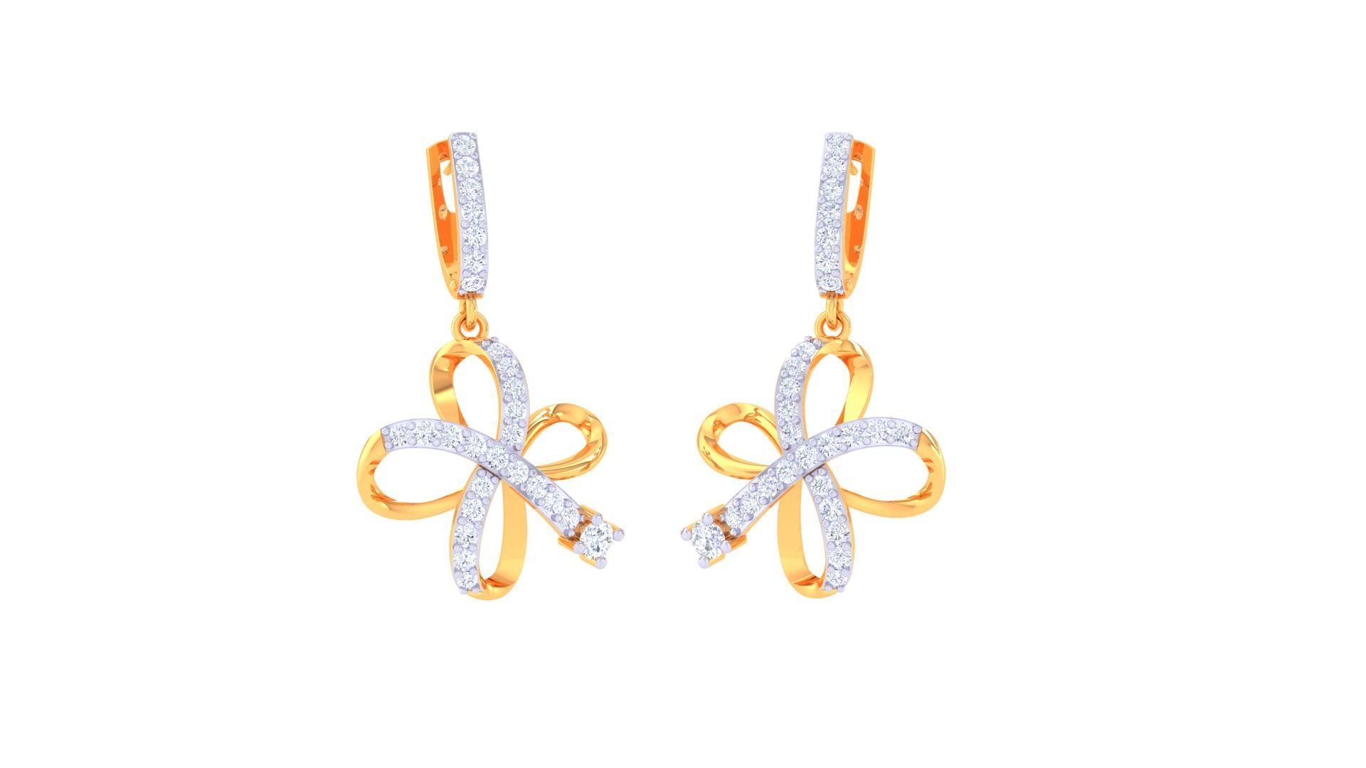 Flower Women Drop Earrings 3dm stl 3mf obj glb gltf render 3D print model_1