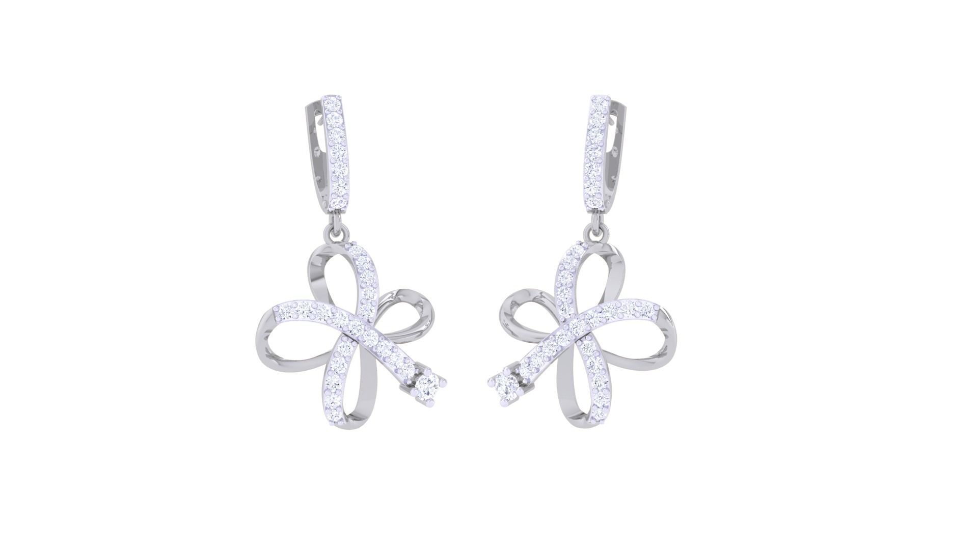 Flower Women Drop Earrings 3dm stl 3mf obj glb gltf render 3D print model_2