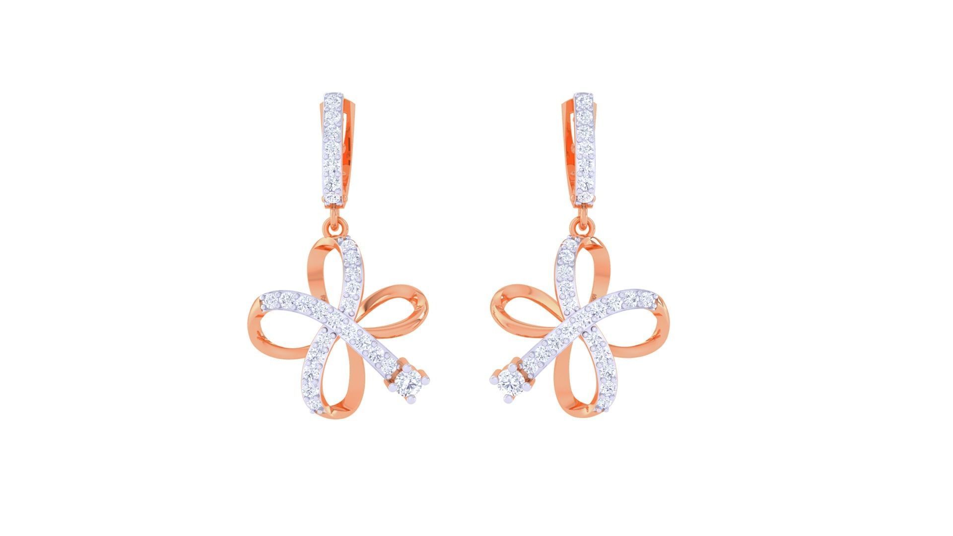 Flower Women Drop Earrings 3dm stl 3mf obj glb gltf render 3D print model_7