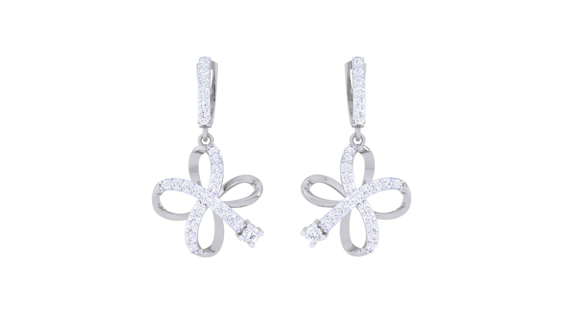 Flower Women Drop Earrings 3dm stl 3mf obj glb gltf render 3D print model_5