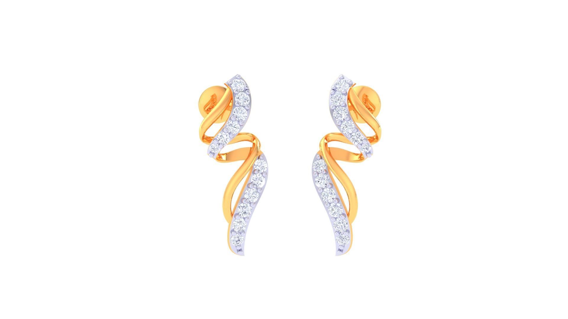 Women Studs Earrings 3dm stl 3mf obj glb gltf render details 3D print model_3