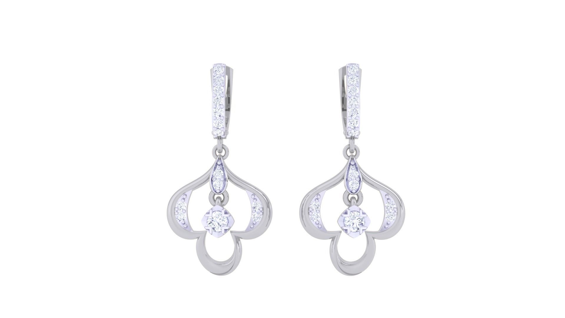 Hanging Diamond Women Drop Earrings 3dm stl 3mf obj glb gltf  3D print model_6