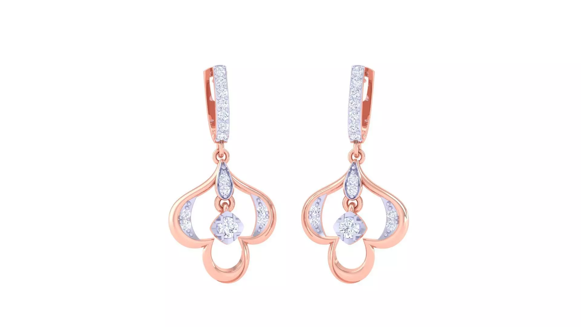 Hanging Diamond Women Drop Earrings 3dm stl 3mf obj glb gltf  3D print model_0
