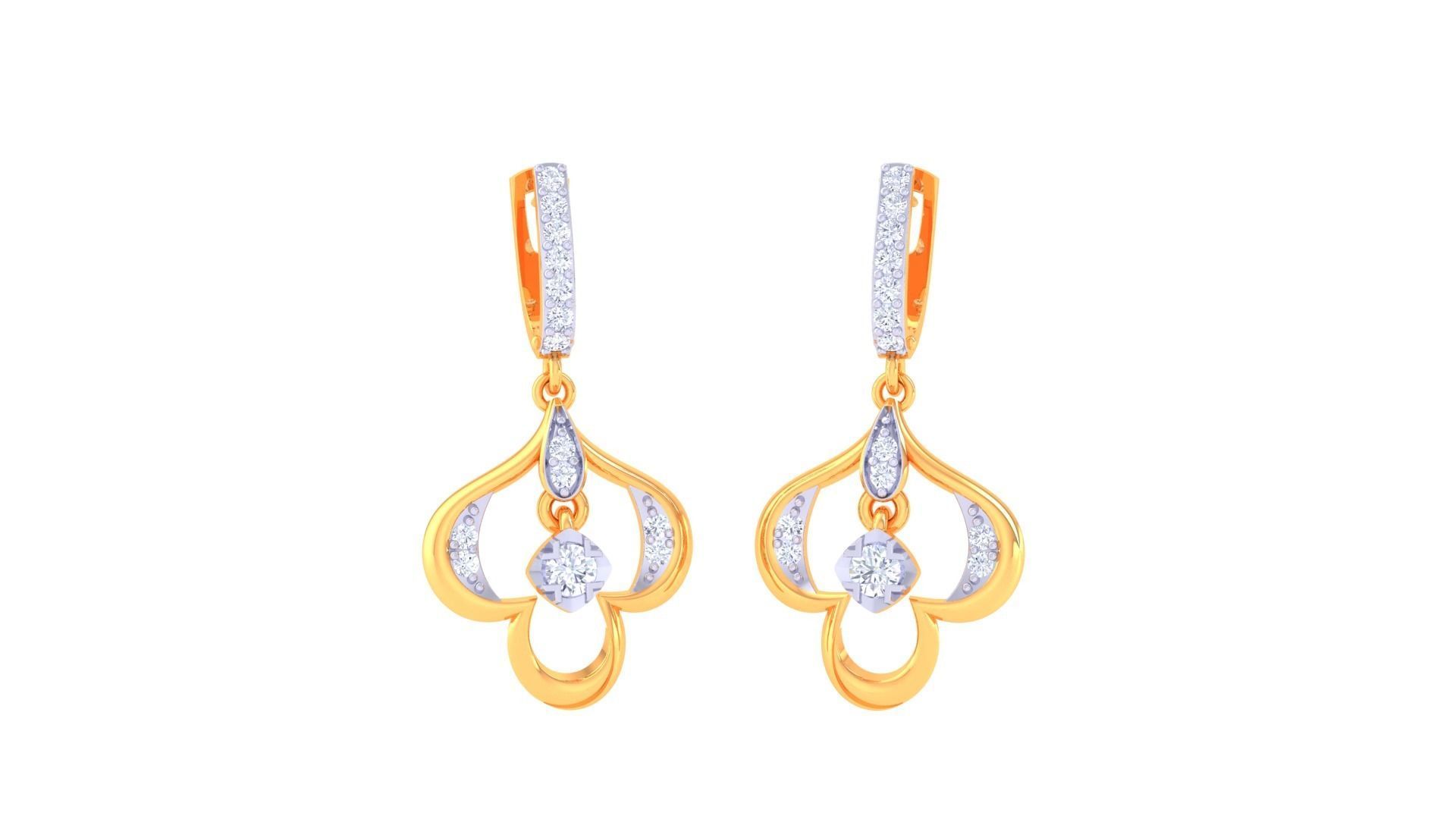 Hanging Diamond Women Drop Earrings 3dm stl 3mf obj glb gltf  3D print model_1