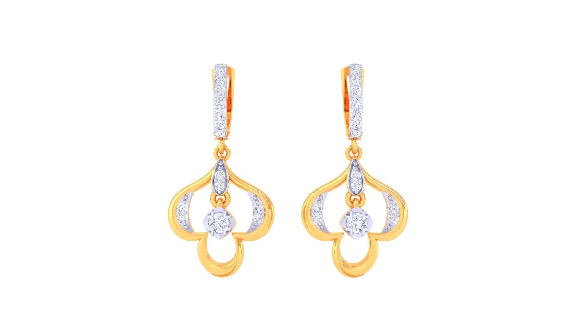 Hanging Diamond Women Drop Earrings 3dm stl 3mf obj glb gltf  3D print model_5