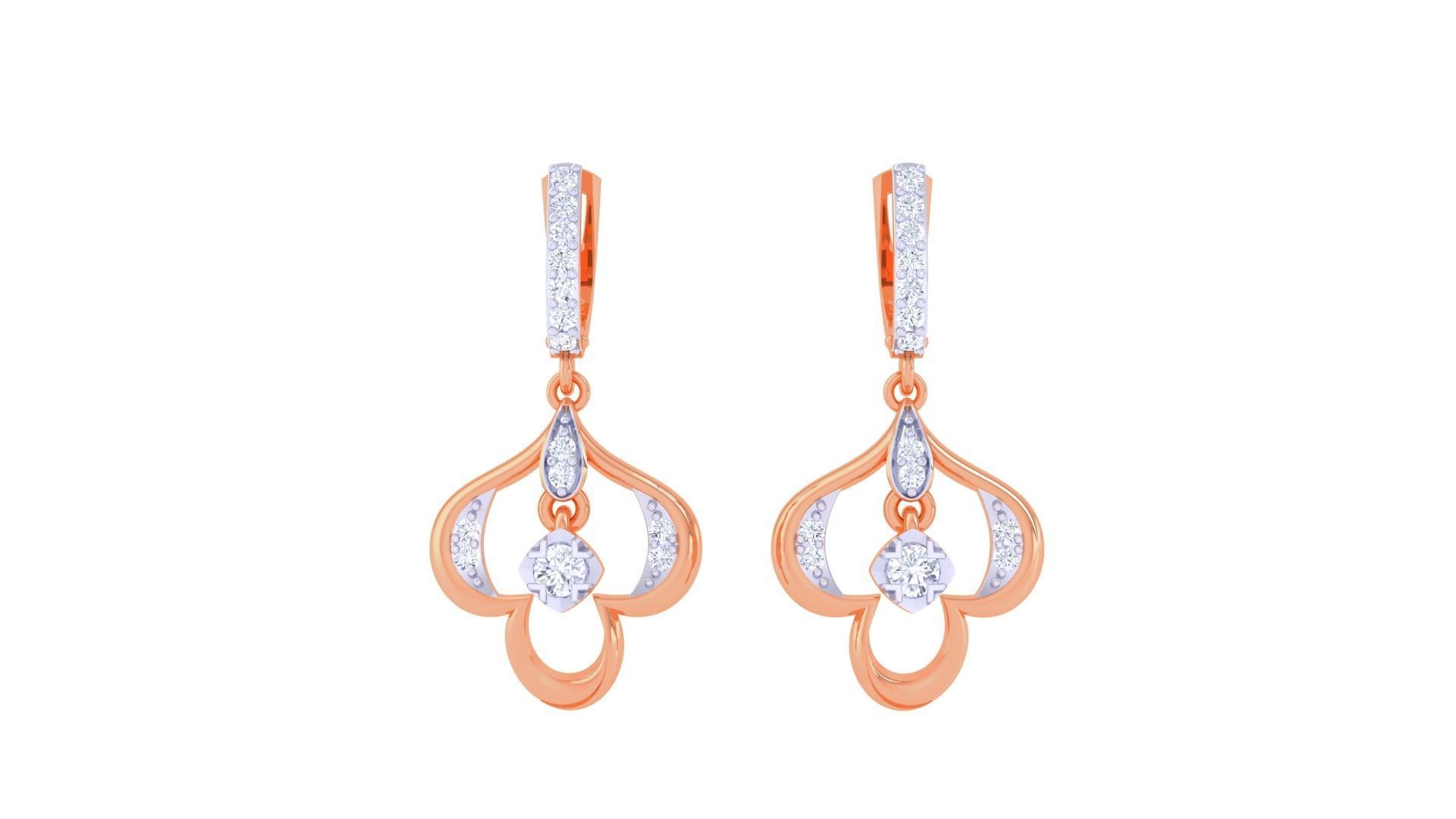 Hanging Diamond Women Drop Earrings 3dm stl 3mf obj glb gltf  3D print model_7