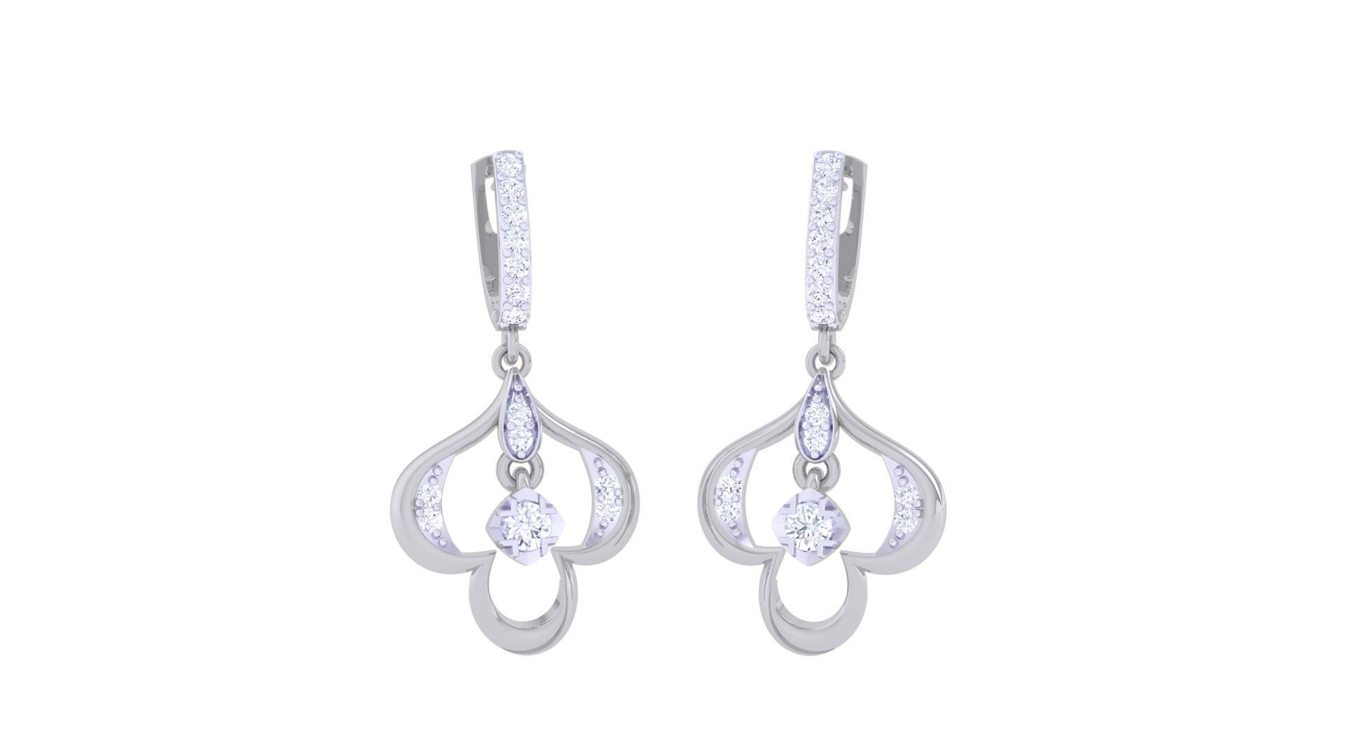 Hanging Diamond Women Drop Earrings 3dm stl 3mf obj glb gltf  3D print model_2