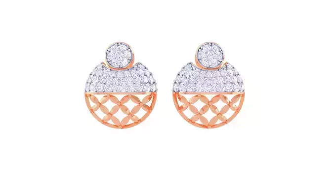 Leaves Mesh Women Studs Earrings 3dm stl 3mf obj glb gltf  3D print model