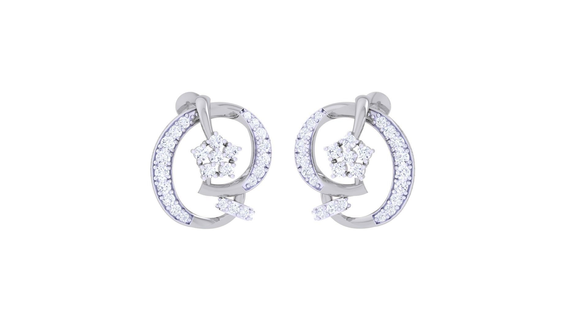 Women Studs Earrings 3dm stl 3mf obj glb gltf render details 3D print model_3