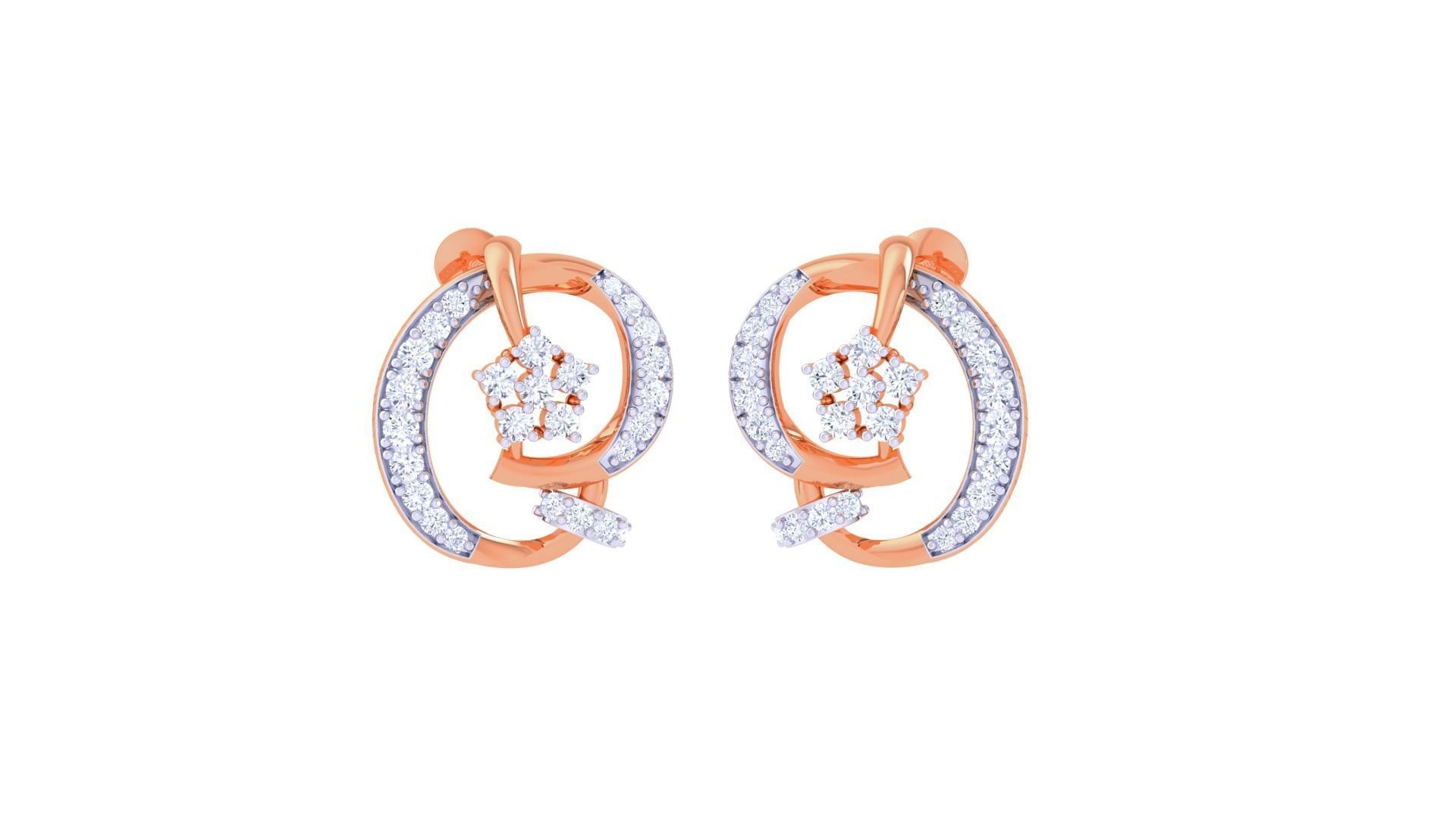 Women Studs Earrings 3dm stl 3mf obj glb gltf render details 3D print model_4