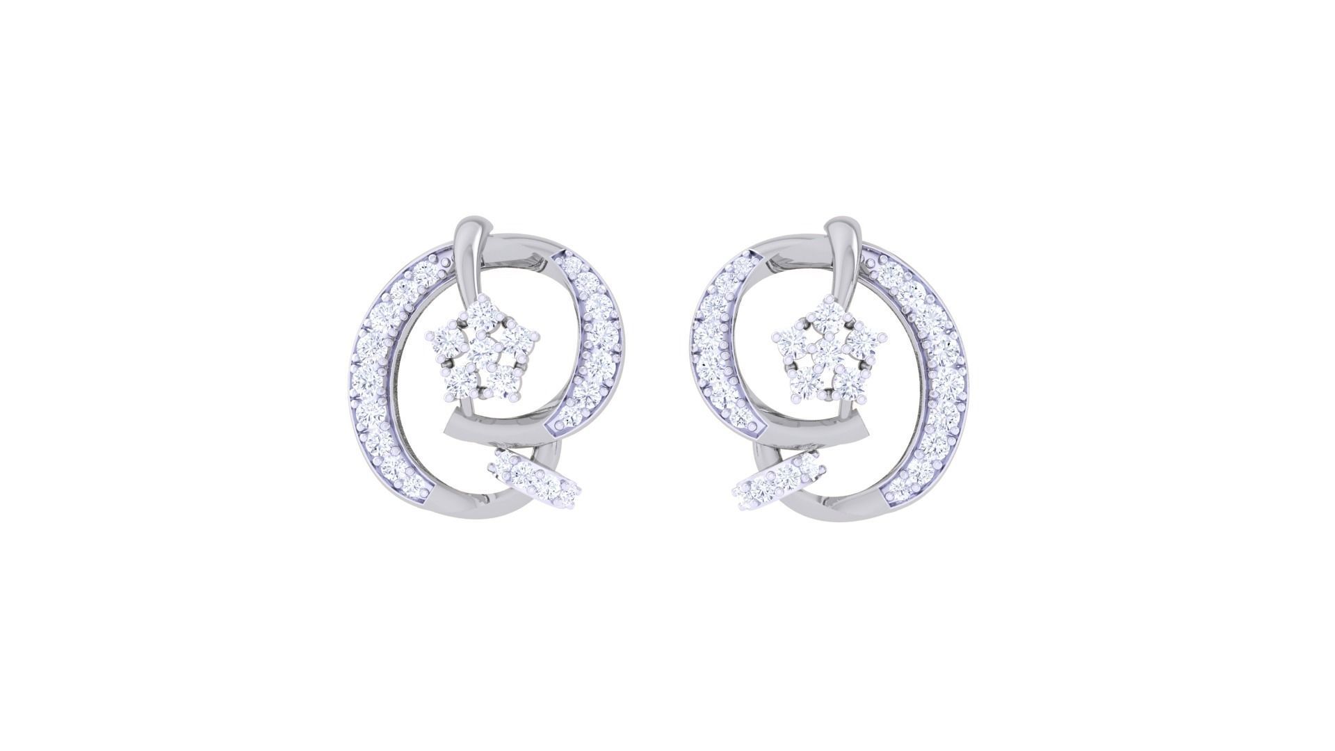 Women Studs Earrings 3dm stl 3mf obj glb gltf render details 3D print model_7