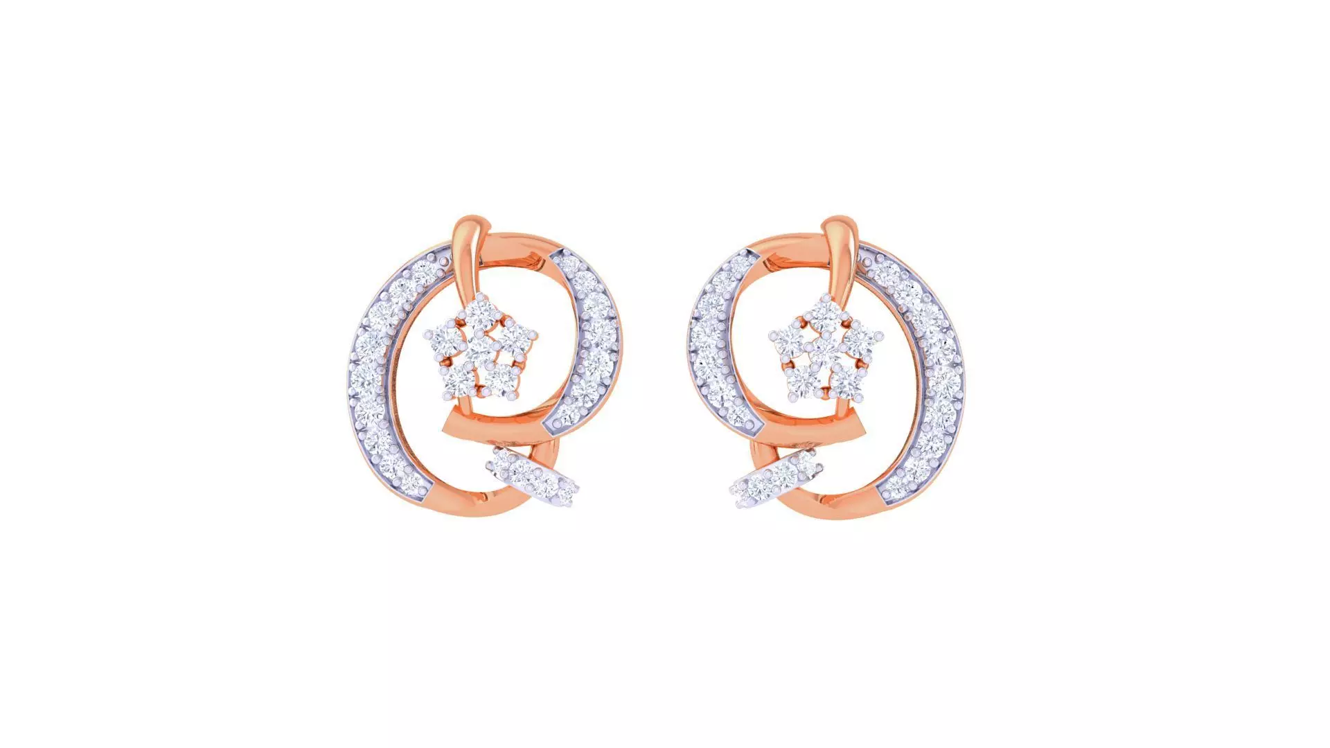 Women Studs Earrings 3dm stl 3mf obj glb gltf render details 3D print model_0