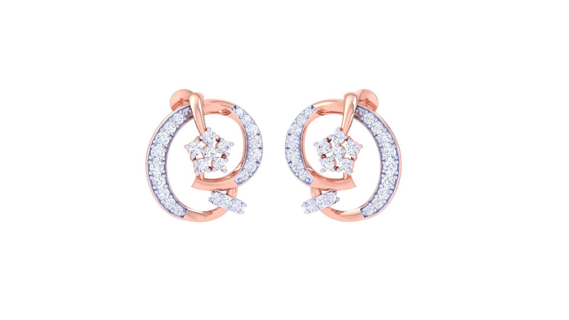 Women Studs Earrings 3dm stl 3mf obj glb gltf render details 3D print model_1