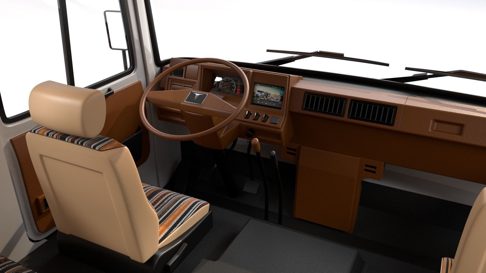 Toyota Coaster HZ830L 1982 to 1991 High poly 3D model_12