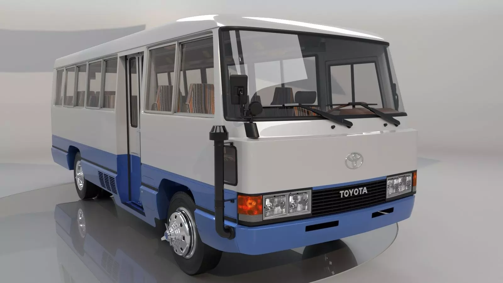 Toyota Coaster HZ830L 1982 to 1991 High poly 3D model_0