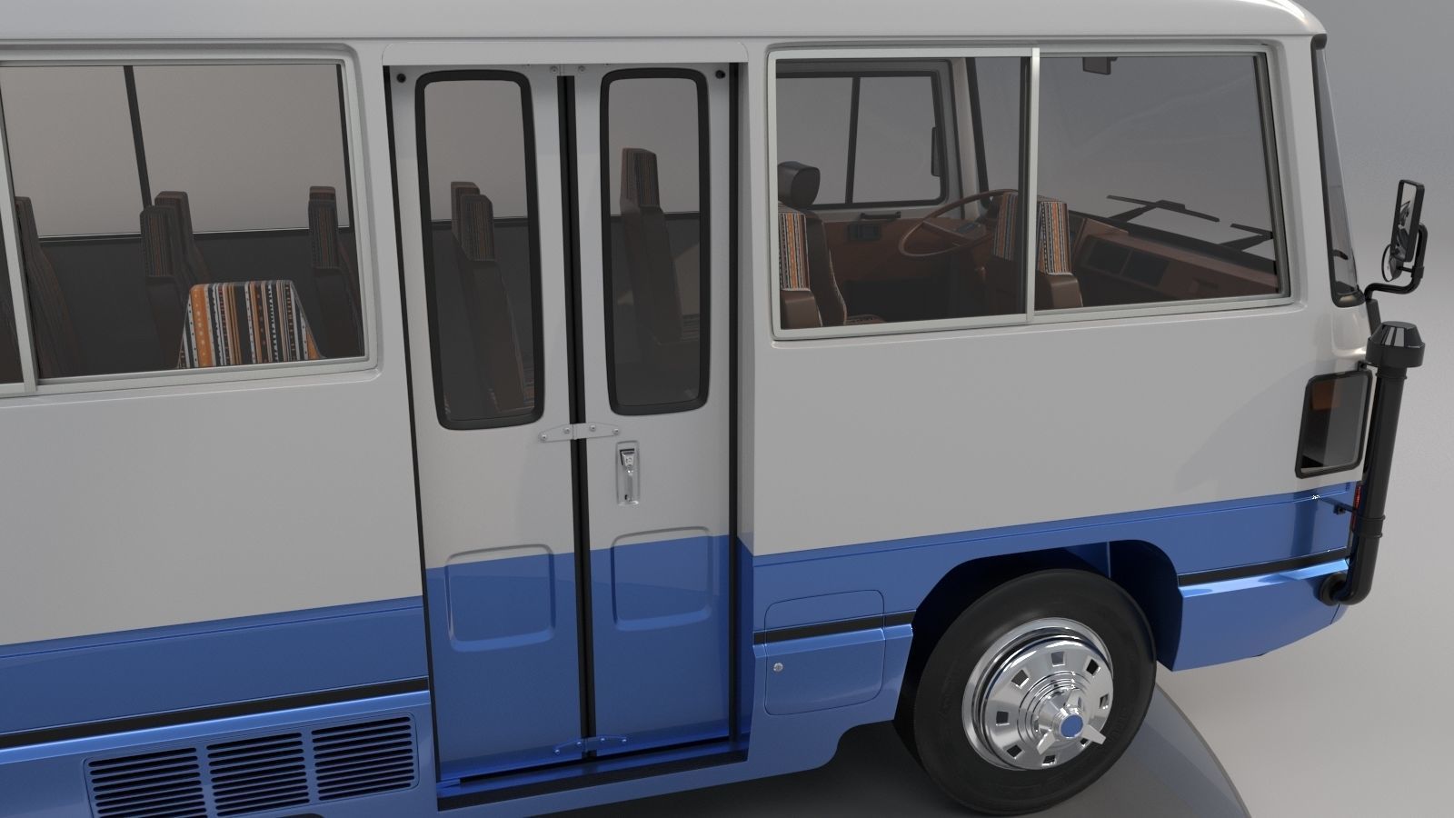 Toyota Coaster HZ830L 1982 to 1991 High poly 3D model_6