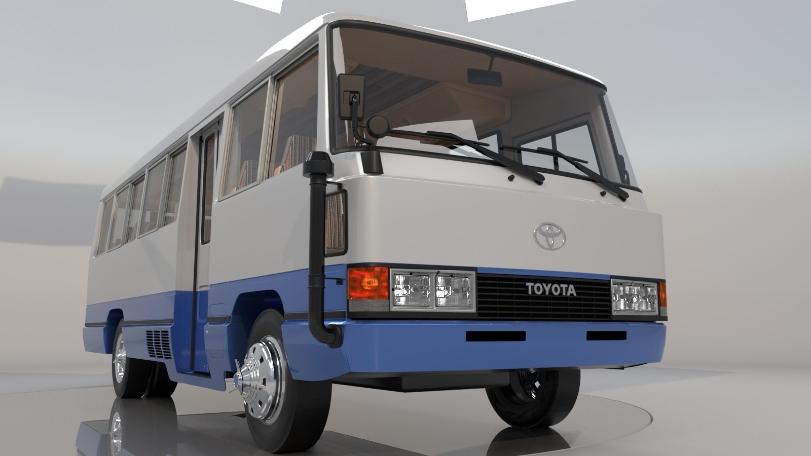 Toyota Coaster HZ830L 1982 to 1991 High poly 3D model_8