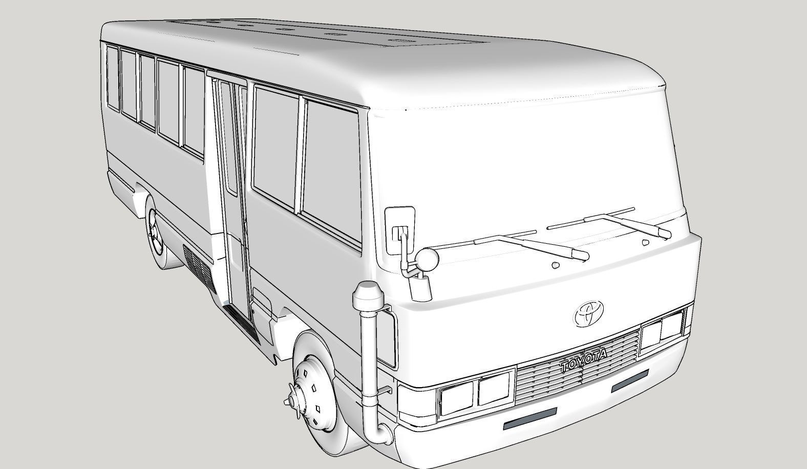 Toyota Coaster HZ830L 1982 to 1991 High poly 3D model_21