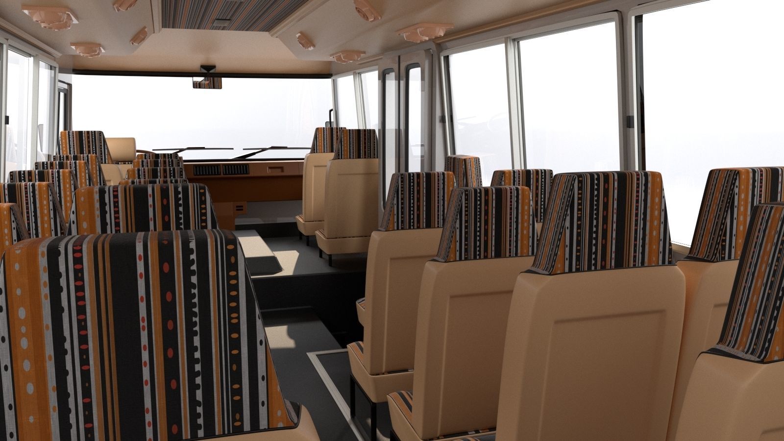 Toyota Coaster HZ830L 1982 to 1991 High poly 3D model_11