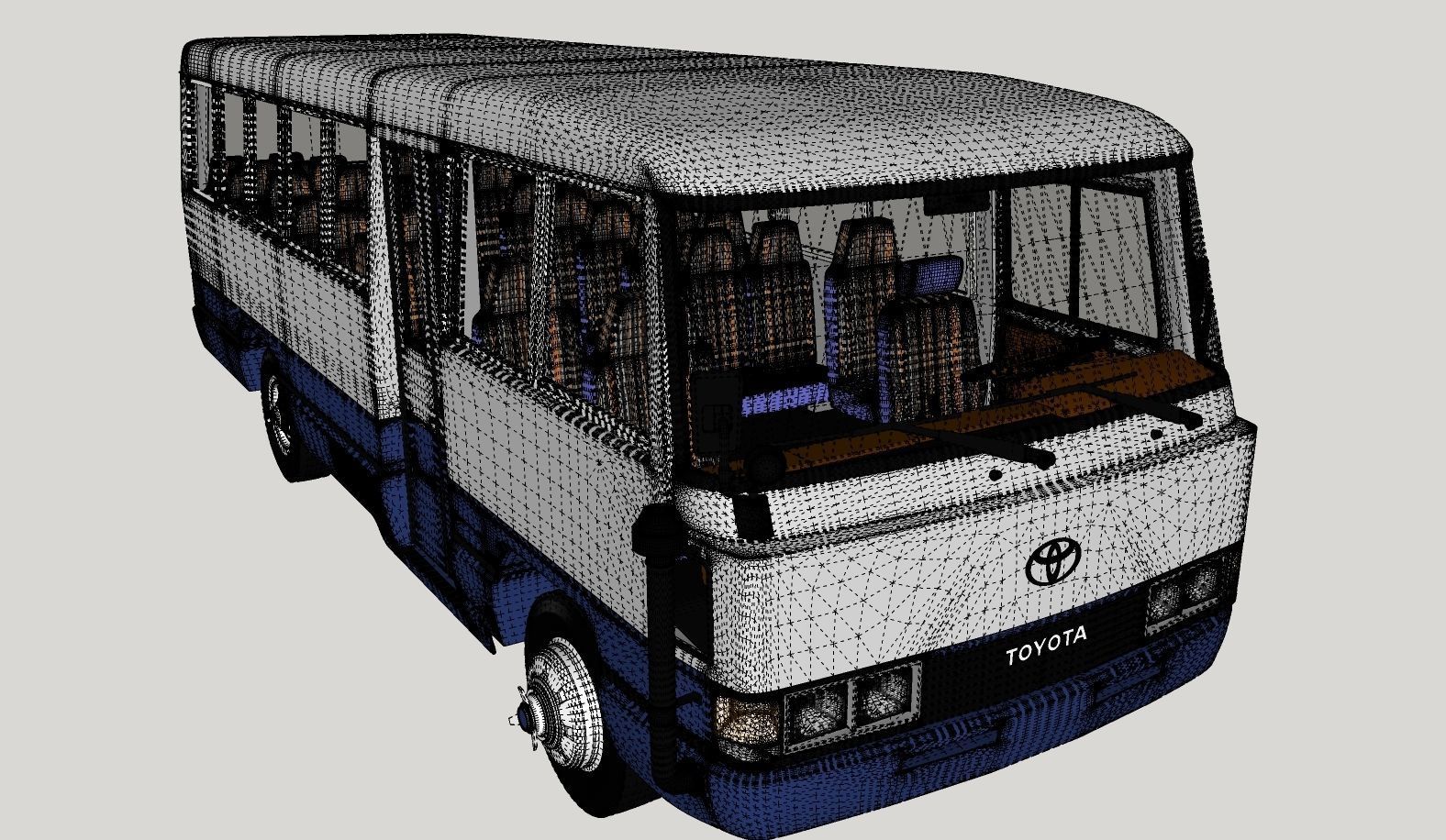 Toyota Coaster HZ830L 1982 to 1991 High poly 3D model_17