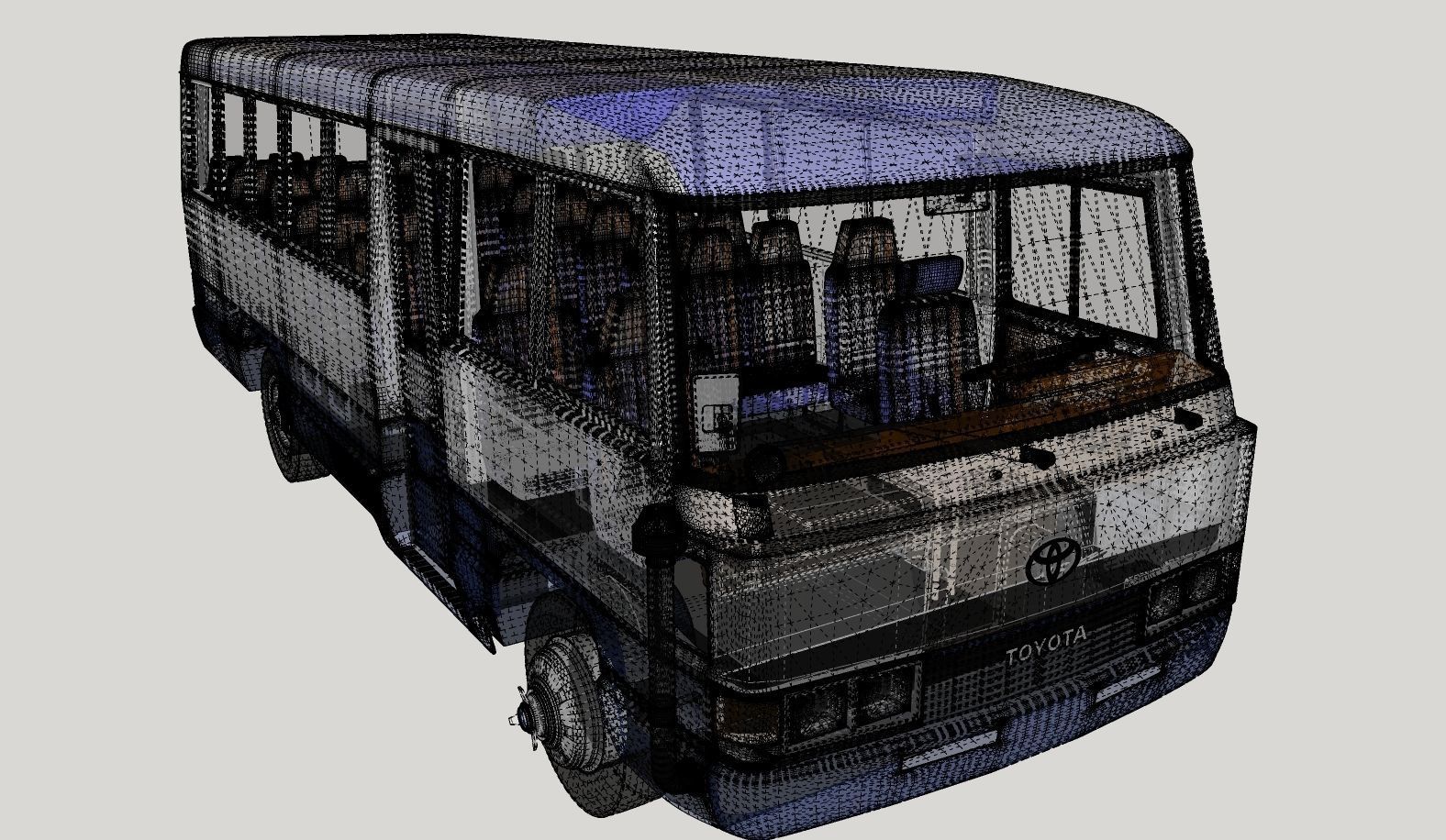 Toyota Coaster HZ830L 1982 to 1991 High poly 3D model_18