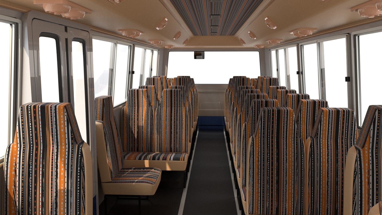 Toyota Coaster HZ830L 1982 to 1991 High poly 3D model_14