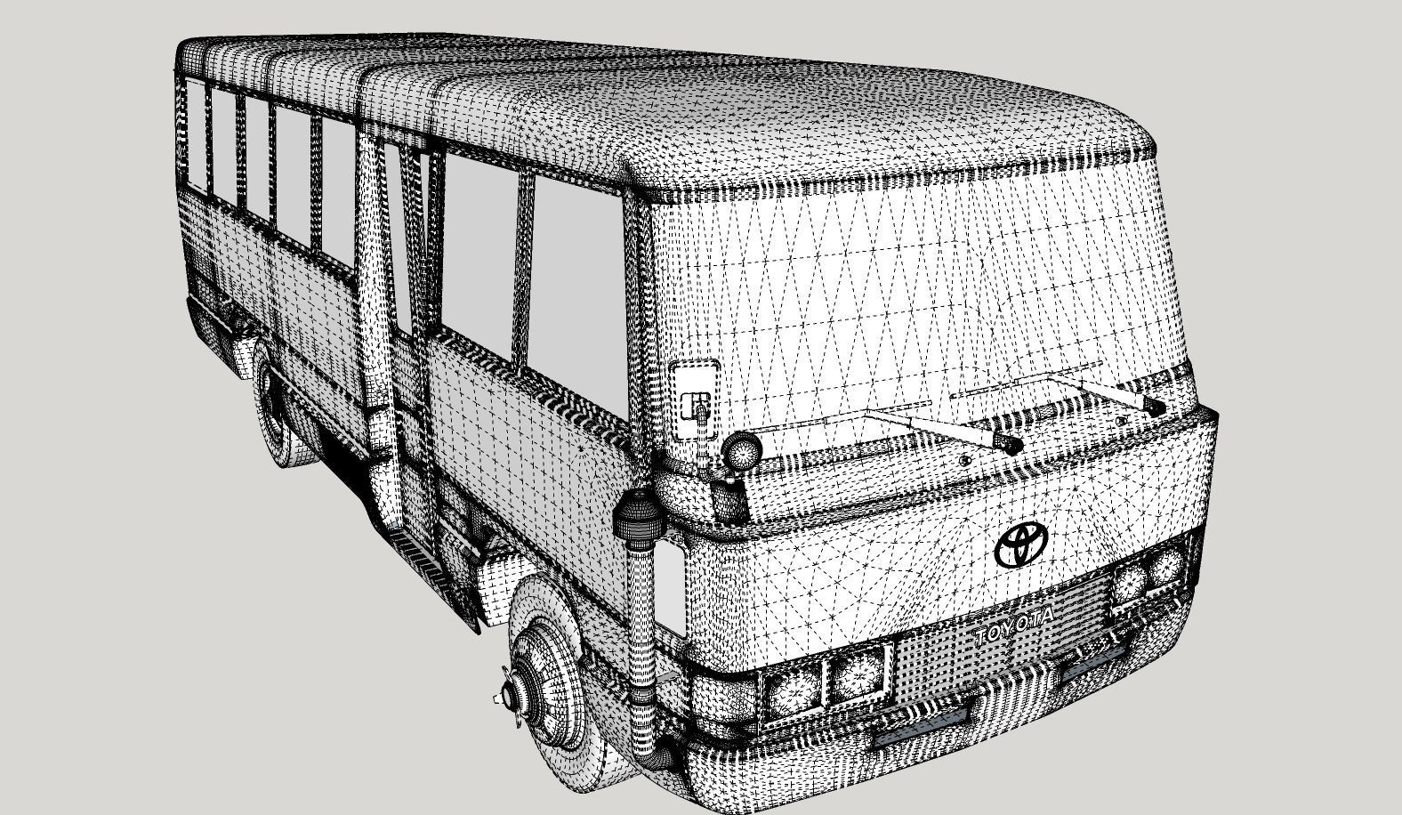 Toyota Coaster HZ830L 1982 to 1991 High poly 3D model_20