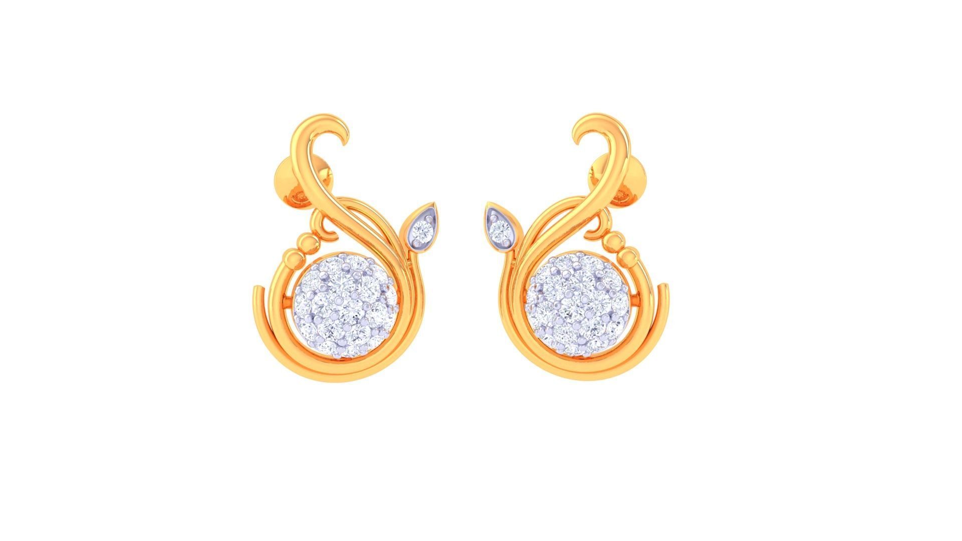 Women Studs Earrings 3dm stl 3mf obj glb gltf render details 3D print model_2