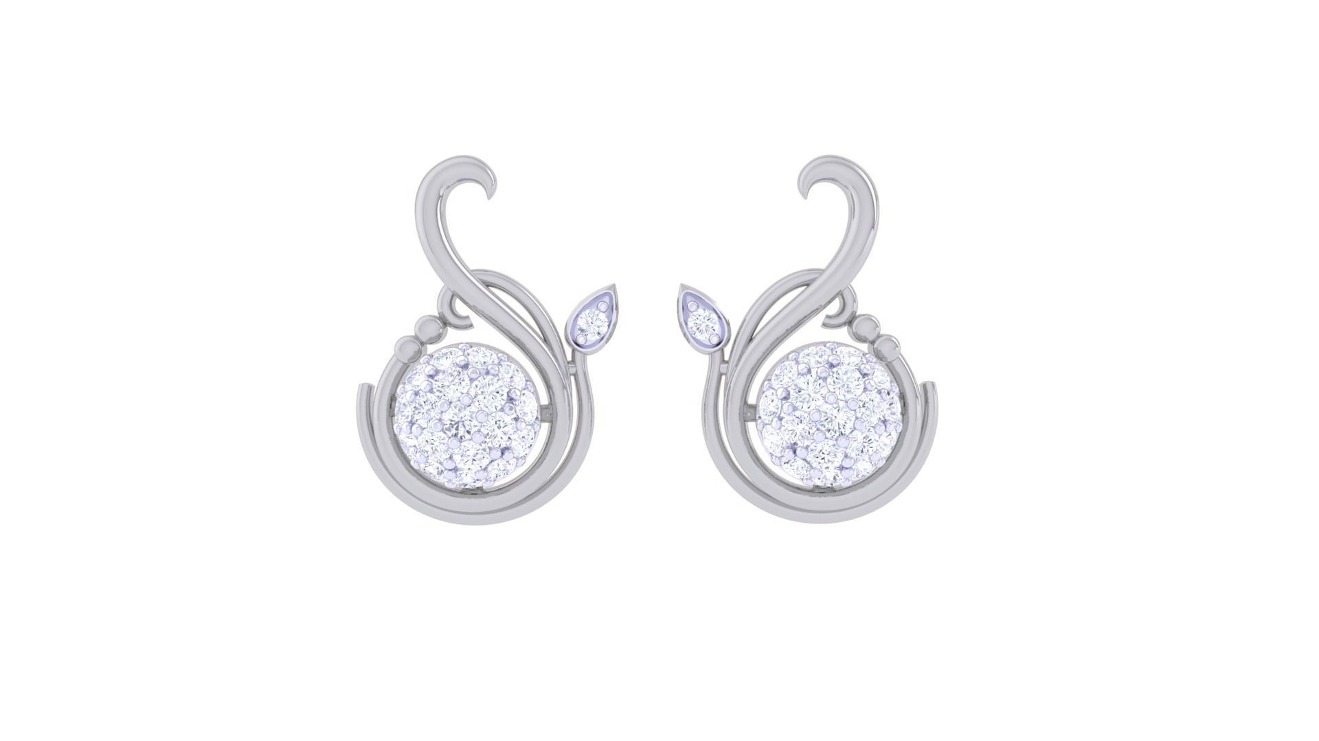 Women Studs Earrings 3dm stl 3mf obj glb gltf render details 3D print model_7