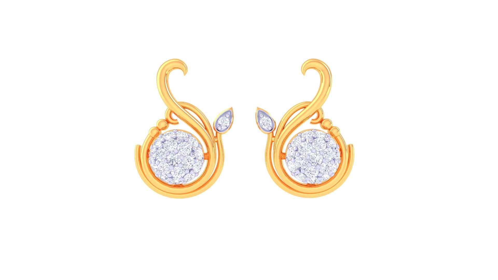 Women Studs Earrings 3dm stl 3mf obj glb gltf render details 3D print model_6