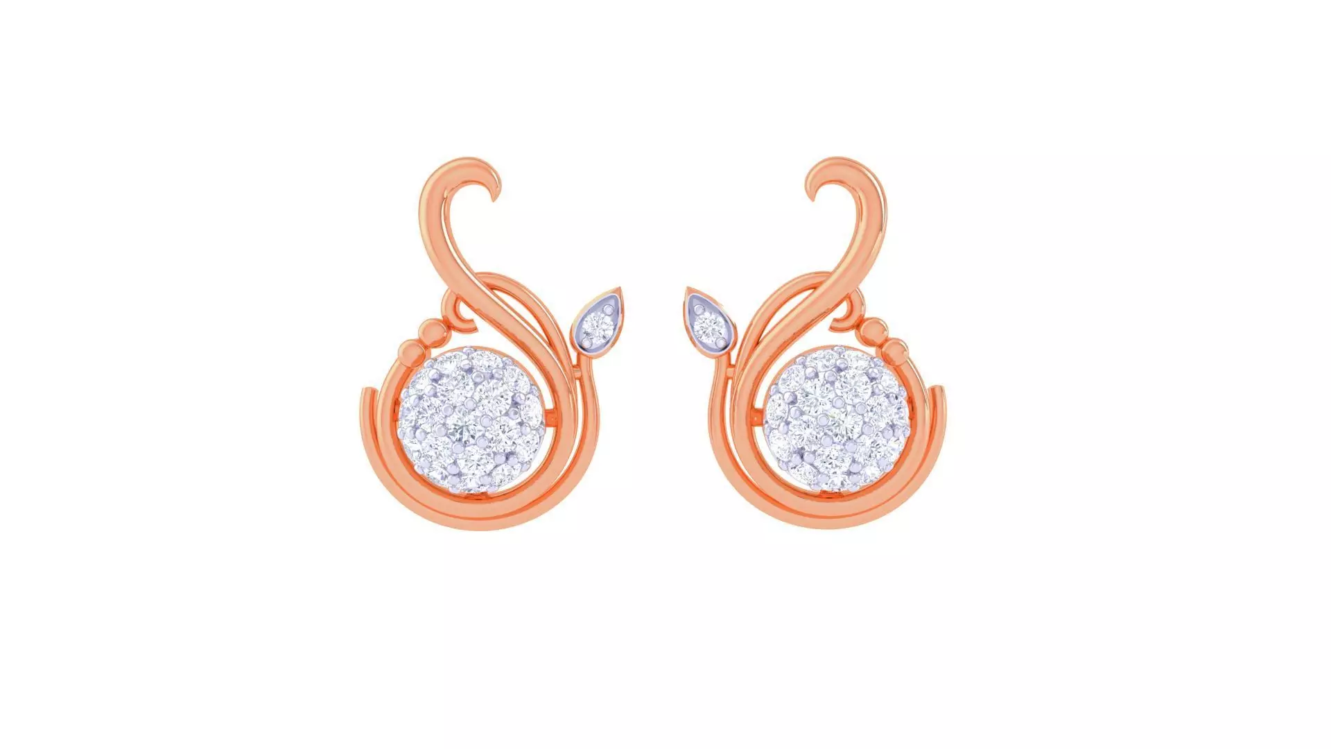 Women Studs Earrings 3dm stl 3mf obj glb gltf render details 3D print model_0