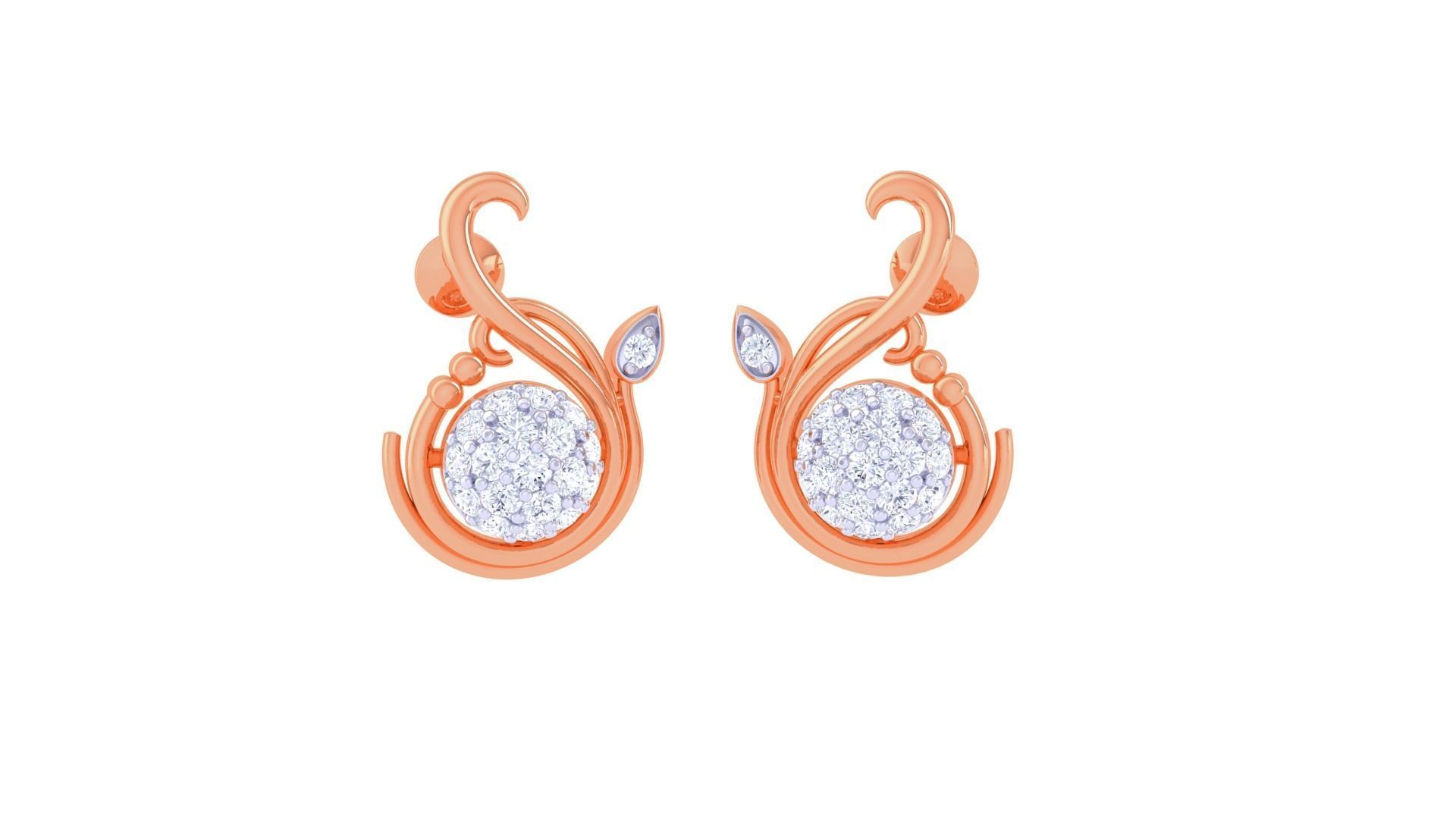 Women Studs Earrings 3dm stl 3mf obj glb gltf render details 3D print model_4