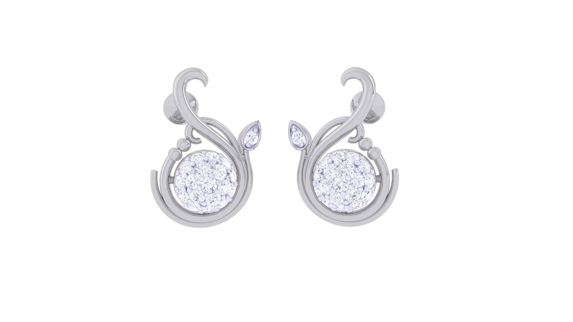 Women Studs Earrings 3dm stl 3mf obj glb gltf render details 3D print model_3