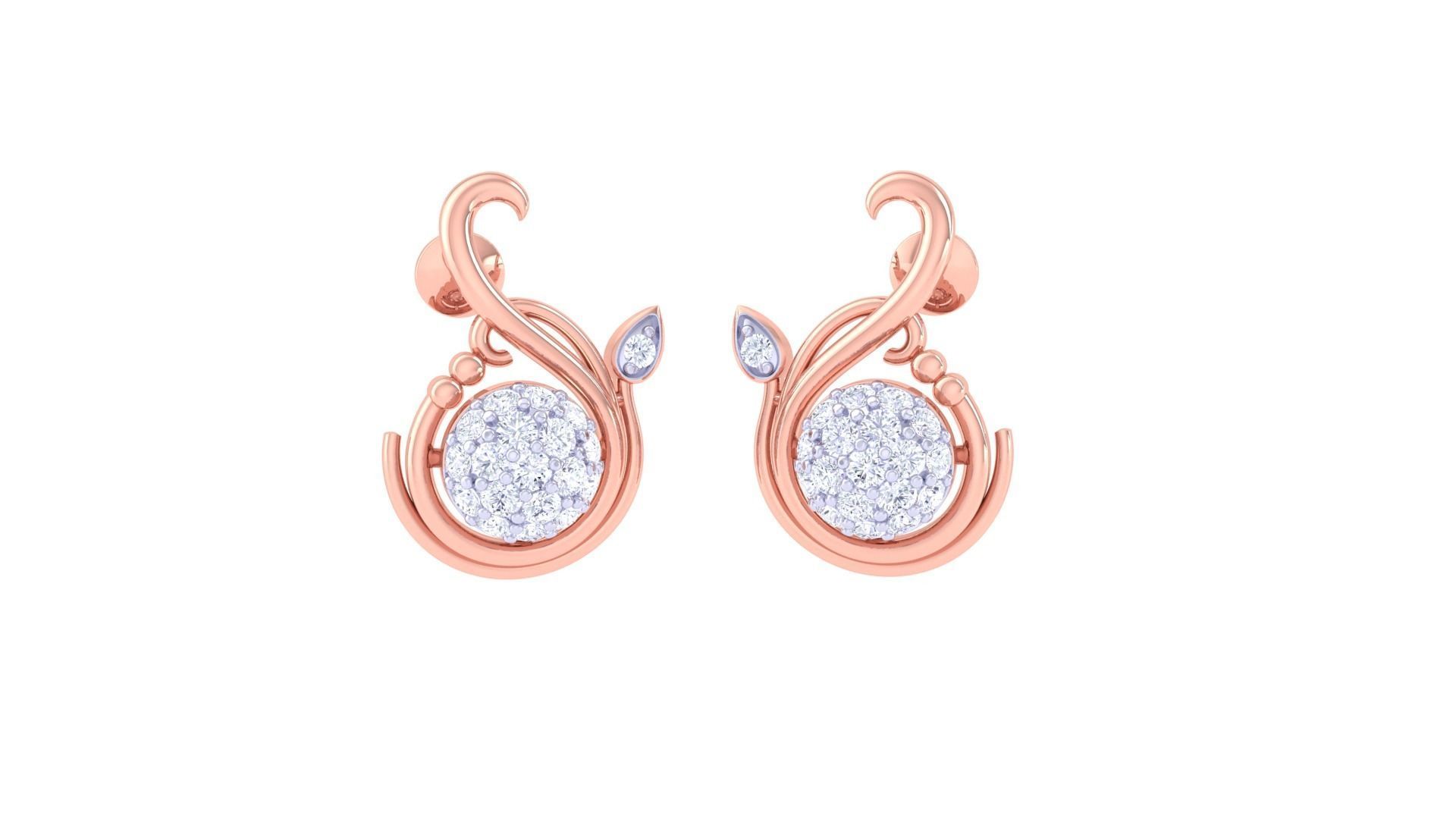 Women Studs Earrings 3dm stl 3mf obj glb gltf render details 3D print model_1