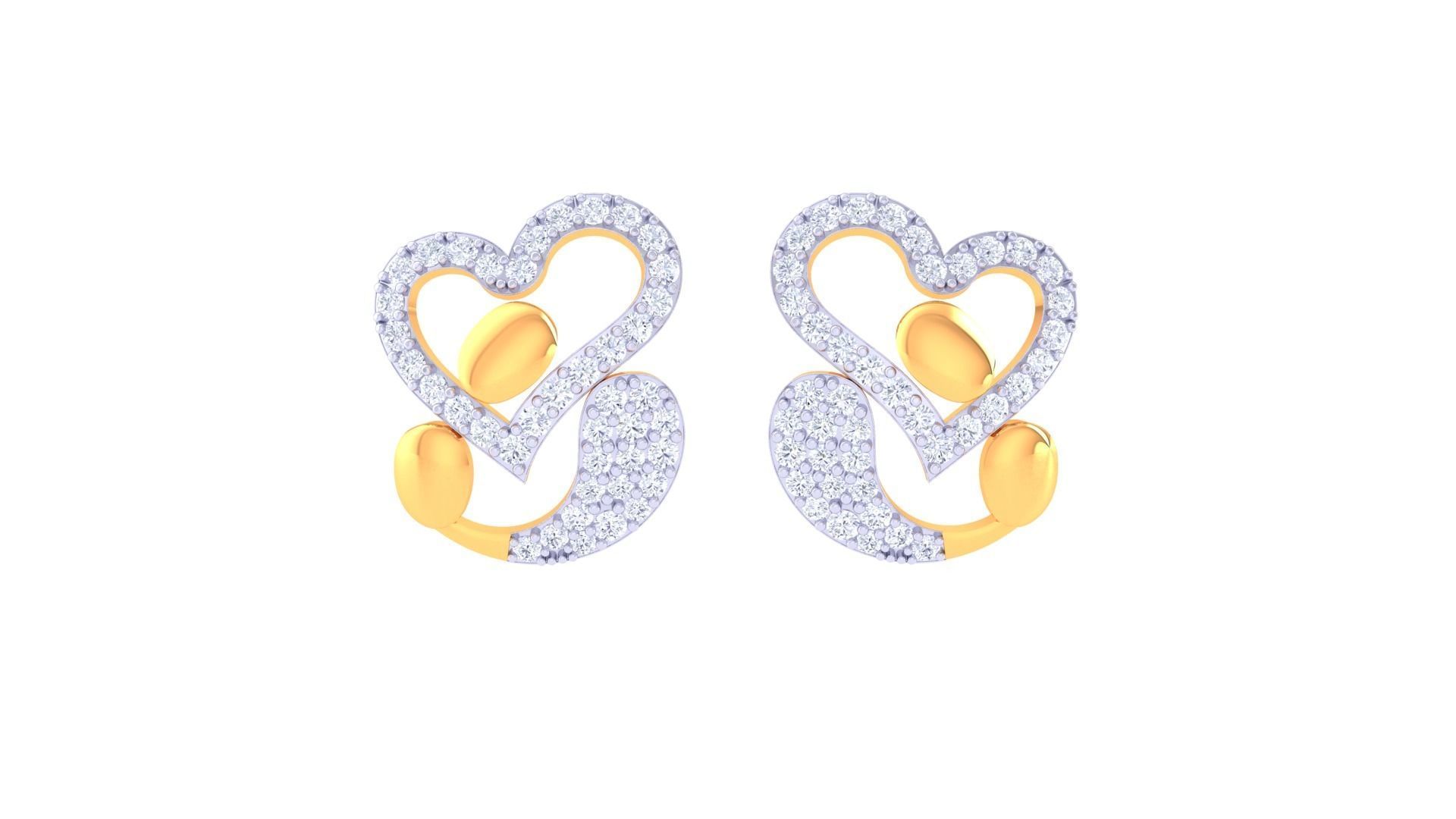 Women Studs Earrings 3dm stl 3mf obj glb gltf render details 3D print model_6