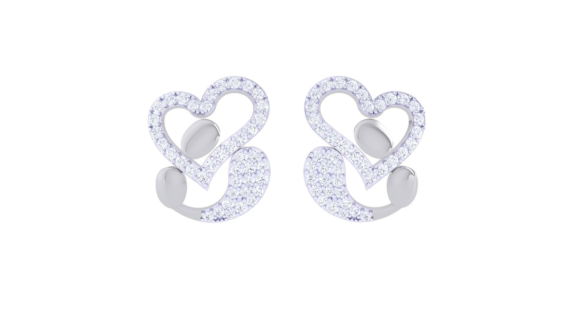 Women Studs Earrings 3dm stl 3mf obj glb gltf render details 3D print model_7