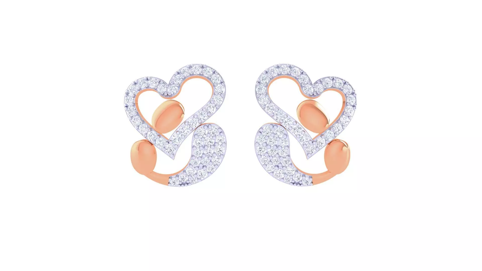 Women Studs Earrings 3dm stl 3mf obj glb gltf render details 3D print model_0