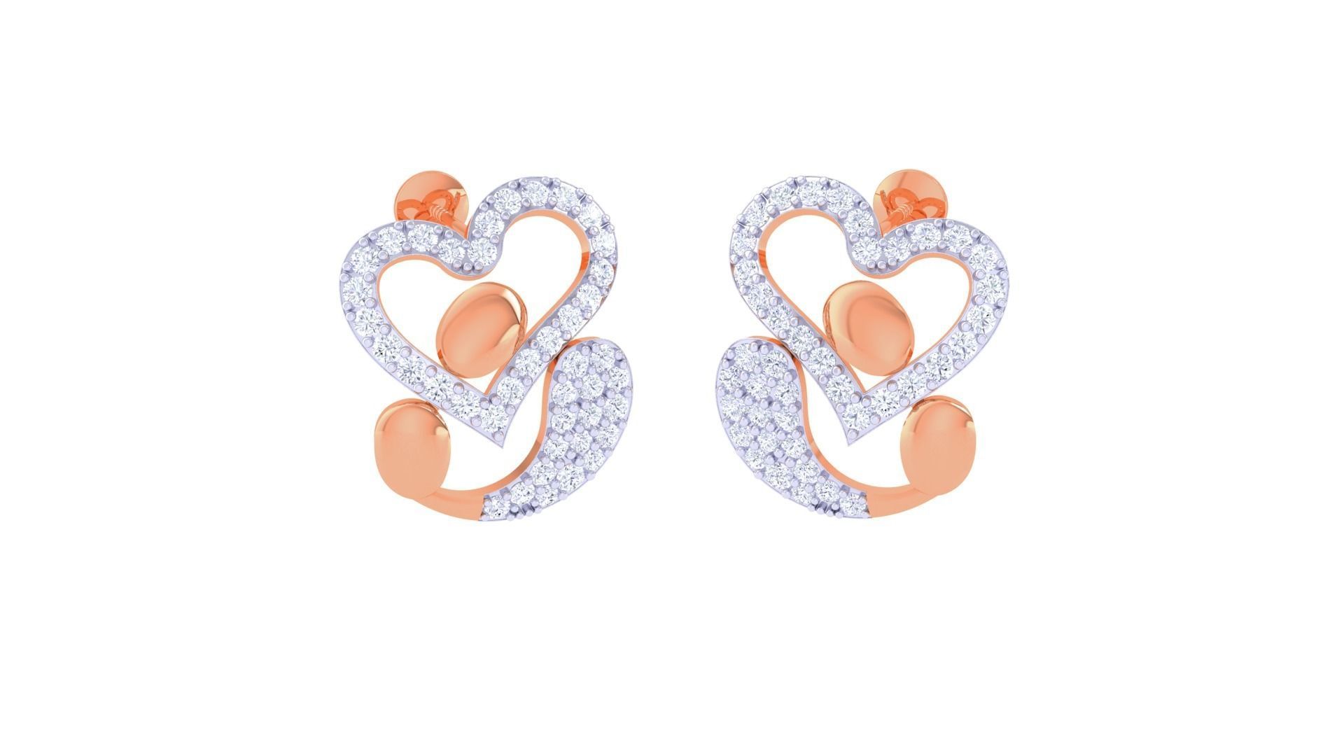 Women Studs Earrings 3dm stl 3mf obj glb gltf render details 3D print model_3