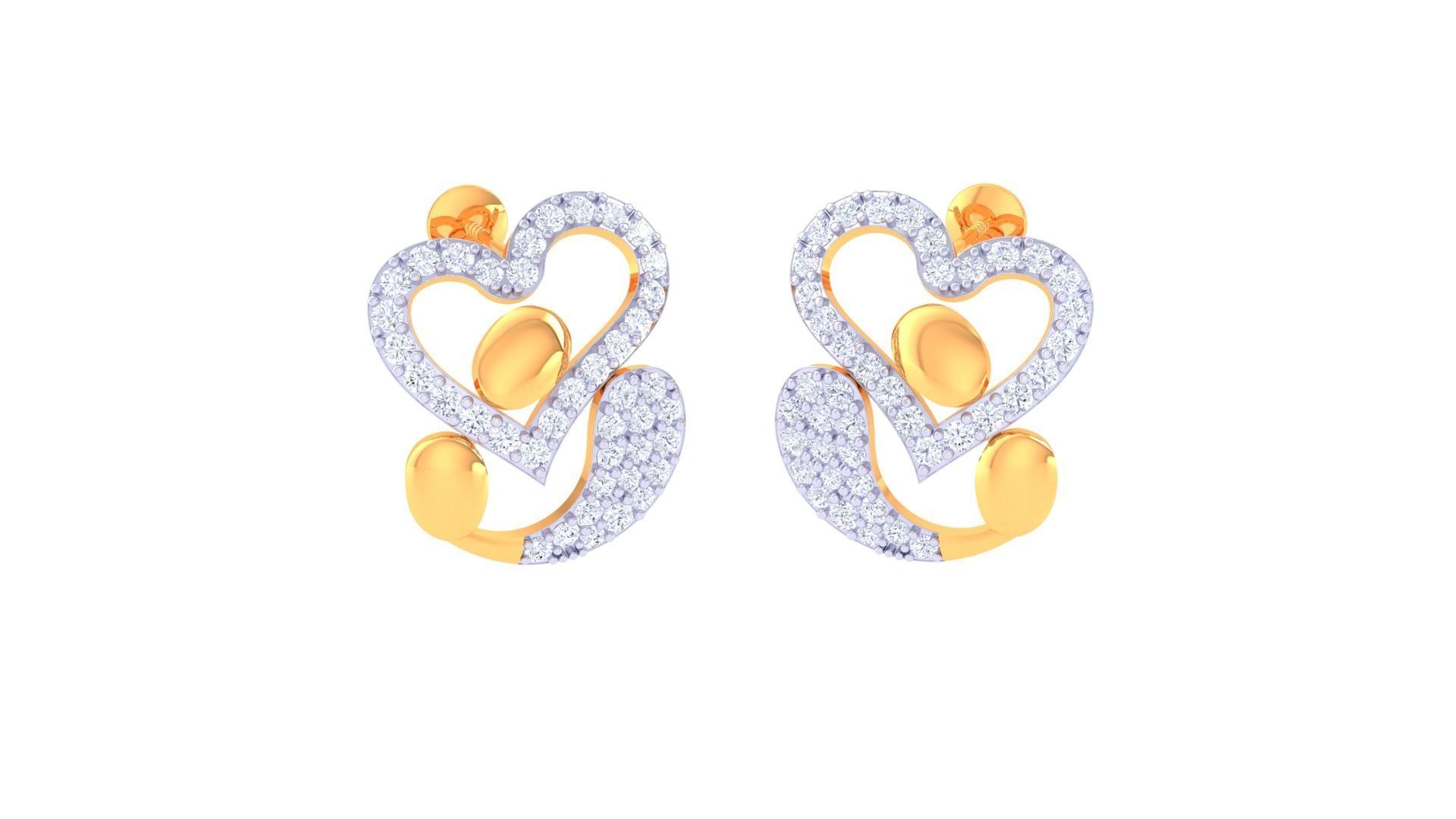 Women Studs Earrings 3dm stl 3mf obj glb gltf render details 3D print model_2