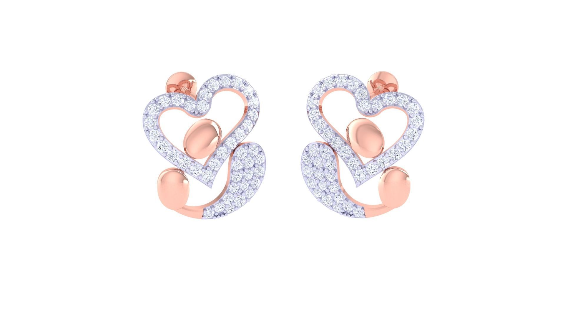 Women Studs Earrings 3dm stl 3mf obj glb gltf render details 3D print model_1