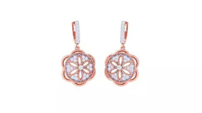 Flower Women Drop Earrings 3dm stl 3mf obj glb gltf render 3D print model